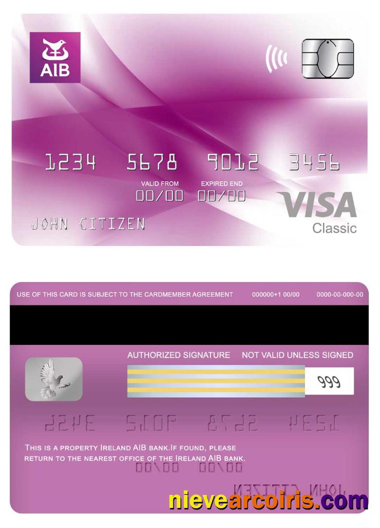 Ireland AIB bank visa classic card
